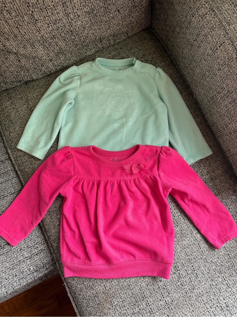 Carter's Girls Long-Sleeve Tees in Mint and Bright Pink